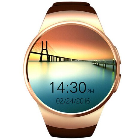 Ceas Smartwatch cu Telefon iUni KW18, Touchscreen 1.3 Inch, Notificari, iOS, Android, Gold + Card Mi